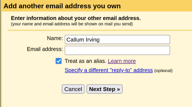 Gmail add address page.